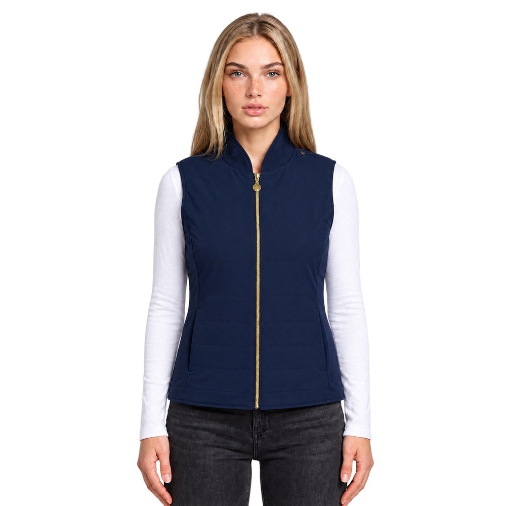 Lilly Pulitzer Luxletic Vest Women's Size Medium Deep Blue Quilted Full Zip